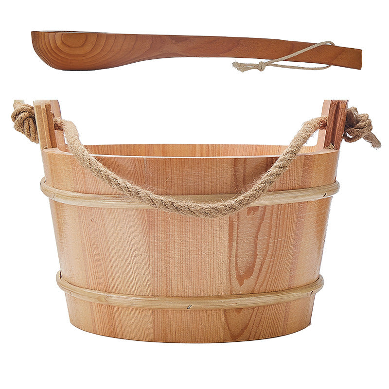 SaunaPartsWorld 4Lite Red Cedar Wood Sauna Bucket & Ladle Set