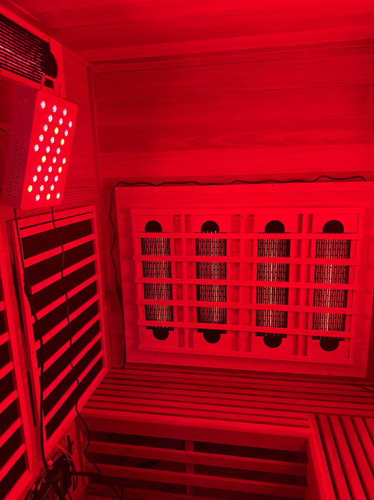 Add infrared panels to a traditional sauna to convert it into a hybrid sauna.