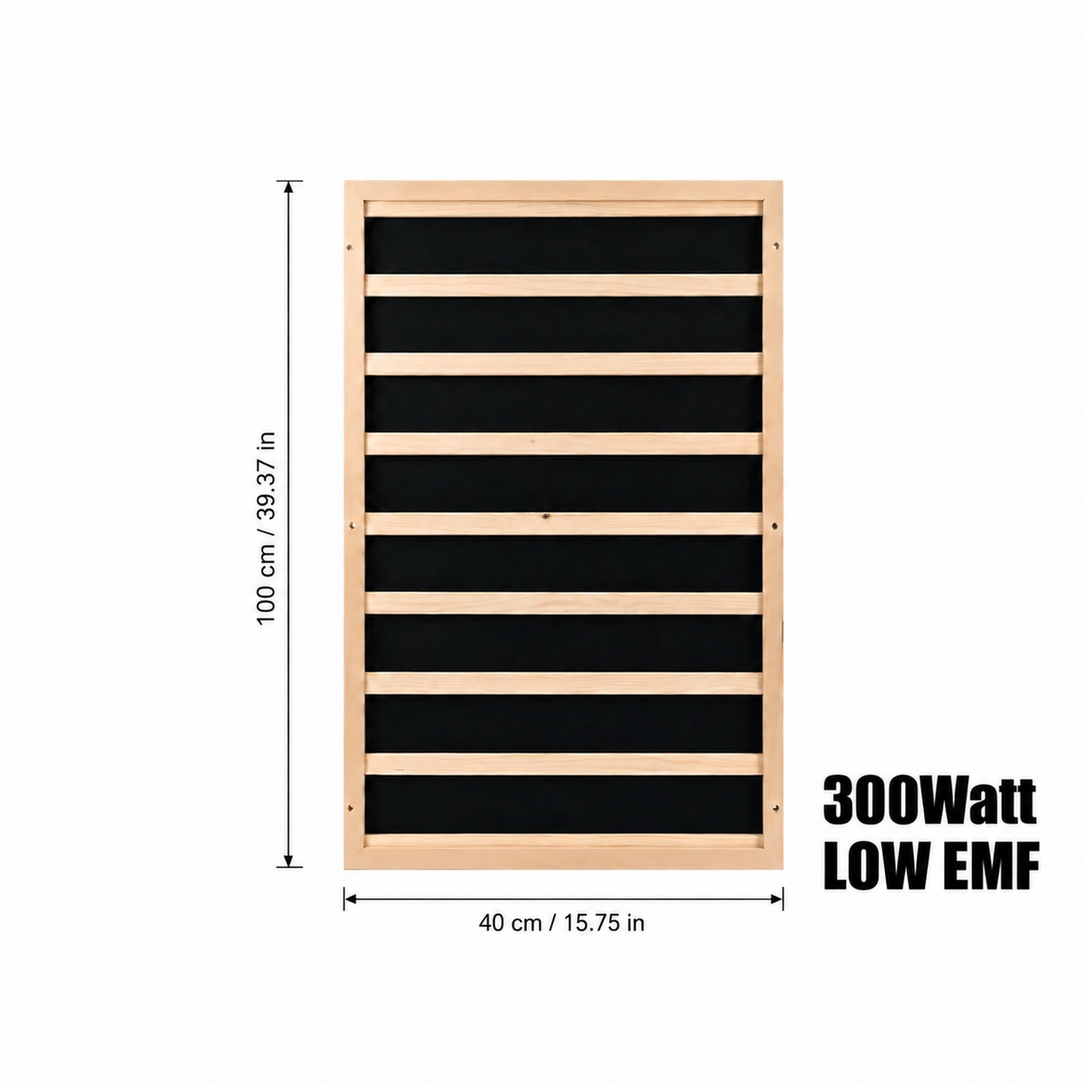 300W mica infrared sauna heating panel dimensions, measuring 100 × 40 cm (39.37 × 15.75 inches).