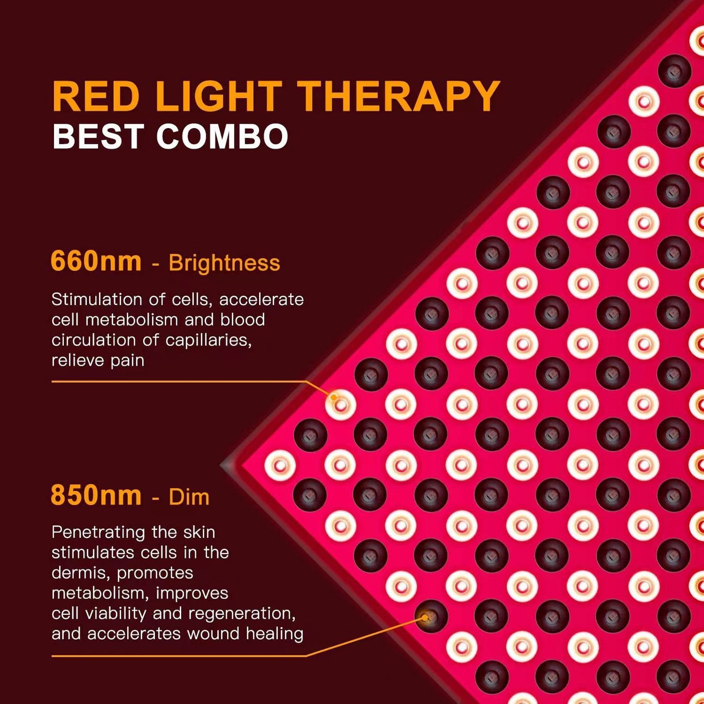 Infrared Sauna Red Light Therapy Lamps Panel | 660nm + 850nm Dual Wavelength | 225 LEDs | 45W| 120V