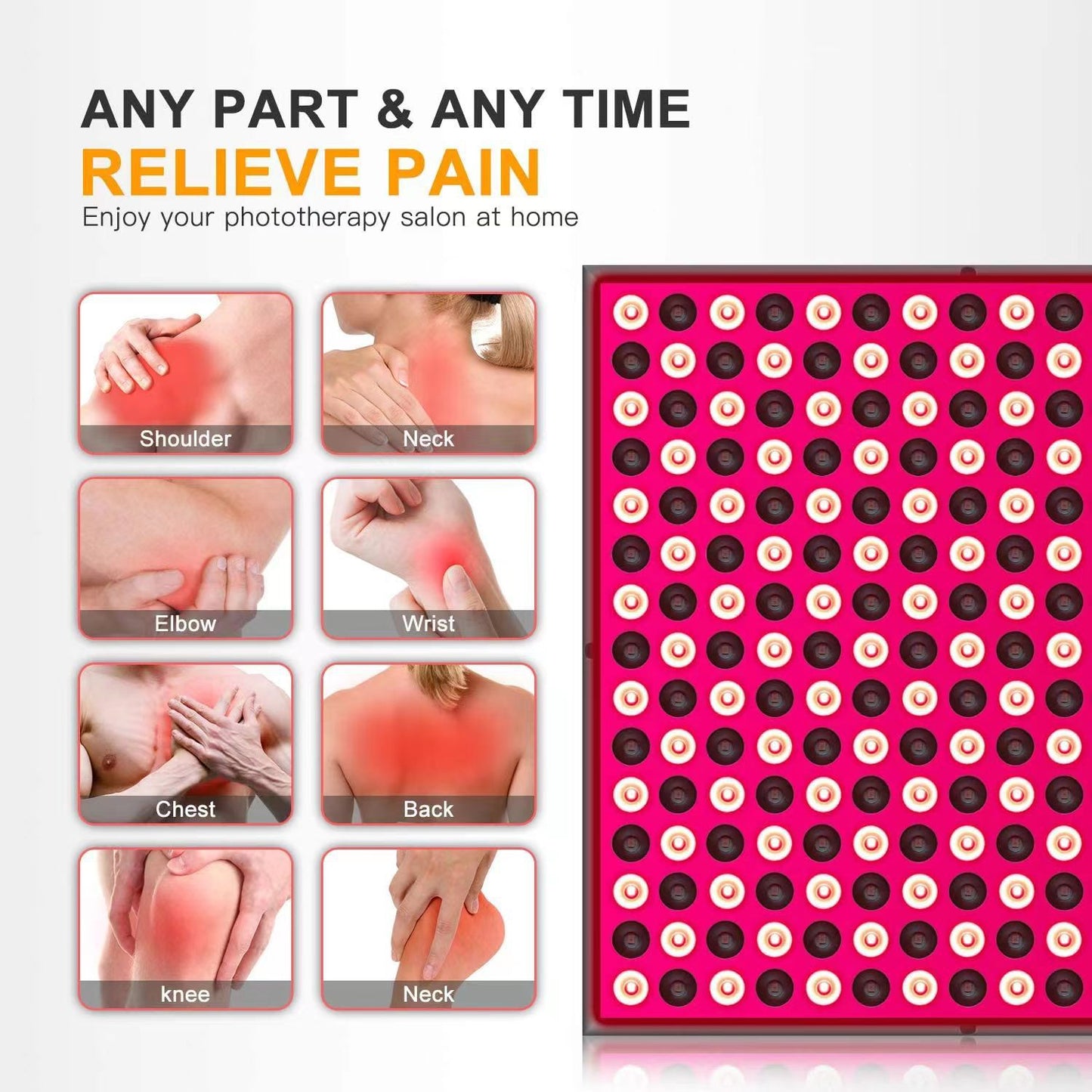 Infrared Sauna Red Light Therapy Lamps Panel | 660nm + 850nm Dual Wavelength | 225 LEDs | 45W| 120V