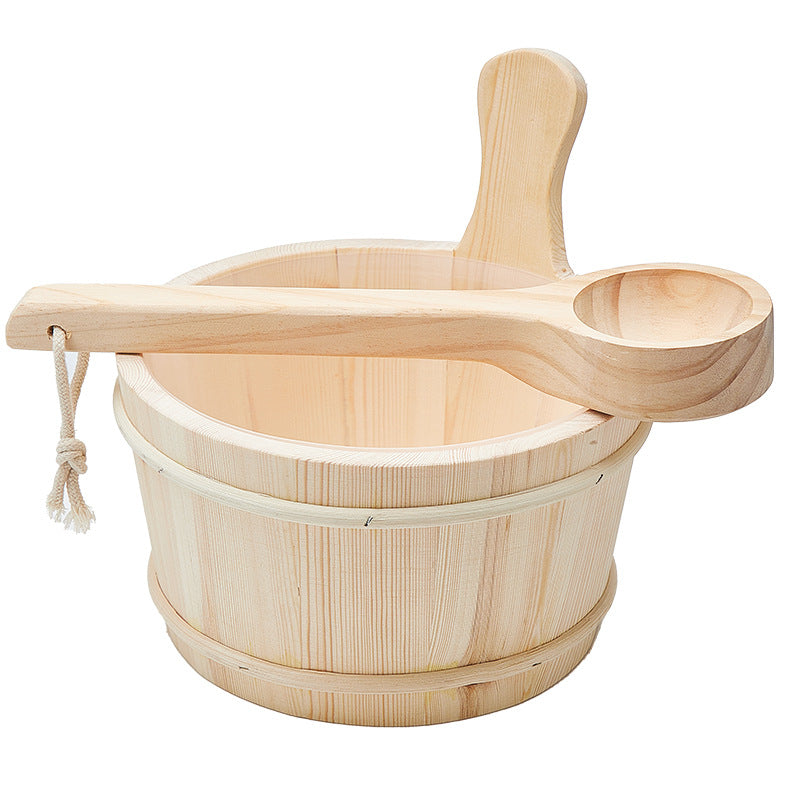 SaunaPartsWorld Accessory Package Pine WoodSauna Wooden Bucket, Wooden Ladle, Sauna Thermometer, Sauna Hygrometer Set