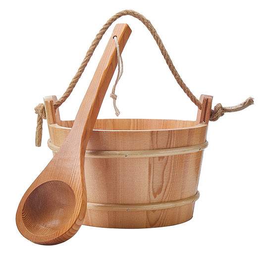 SaunaPartsWorld 4Lite Red Cedar Wood Sauna Bucket & Ladle Set
