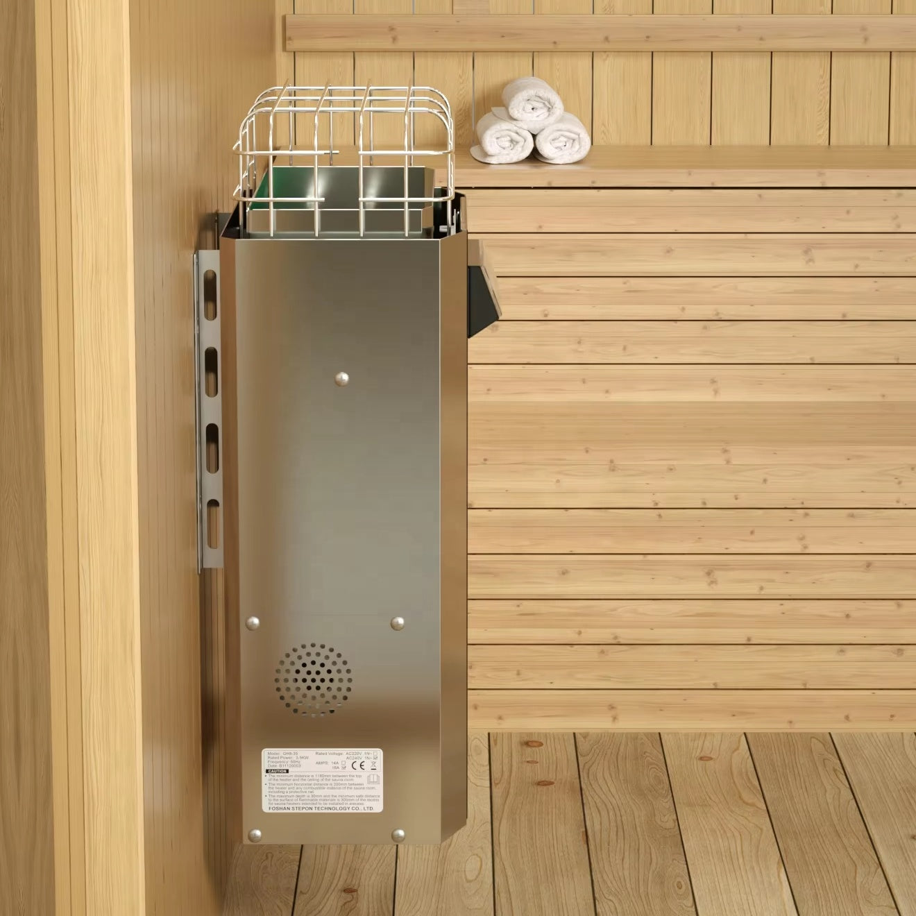 Luxury Wall-Mounted Sauna Heater with Built-in Bluetooth Speaker & Integrated Controller – 240V 3.5KW