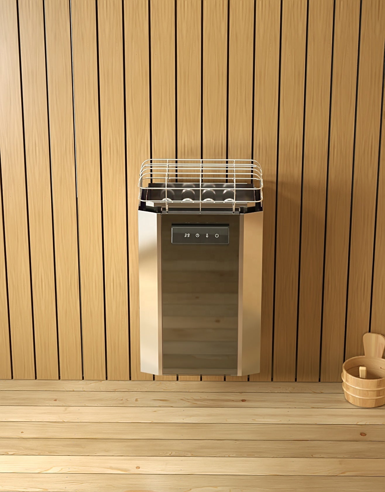 Luxury Wall-Mounted Sauna Heater with Built-in Bluetooth Speaker & Integrated Controller – 240V 3.5KW