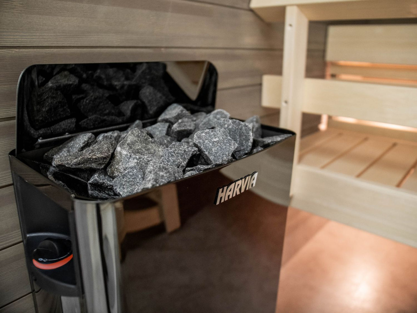 ETL Certified Harvia The Wall Electric Sauna Heater, Powerful 240V Sauna Stove , Electric Heater for Dry Sauna Room, Built-In Controls  (6kW - Black)