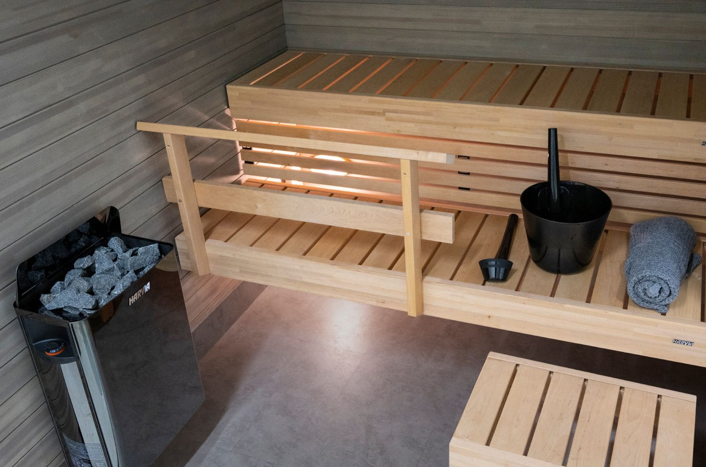 ETL Certified Harvia The Wall Electric Sauna Heater, Powerful 240V Sauna Stove , Electric Heater for Dry Sauna Room, Built-In Controls  (6kW - Black)