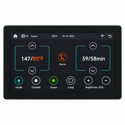HeatWave Cedar Elite infrared sauna upgraded replacement control system kit including a new digital control panel and power supply box for sauna repair.