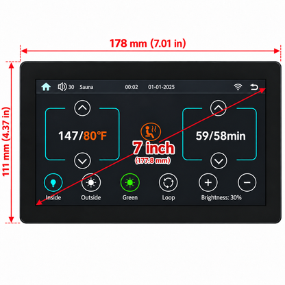 Universal Sauna Control Panel & Power Supply Box Replacement with WiFi and 7-Inch Touchscreen（W7）