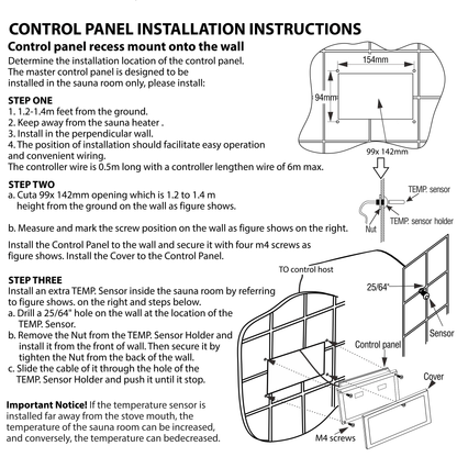 WiFi Infrared Sauna Control Panel Kit – Universal Replacement Controller for Infrared Sauna Repair & DIY Sauna -LW21 (110-240V 3000W Power Supply)